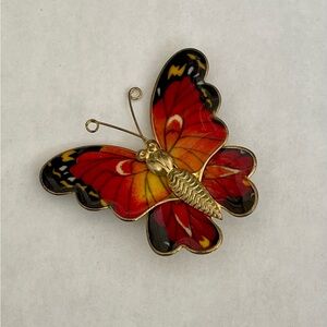 Sweet Vintage Colorful Metal Butterfly Brooch